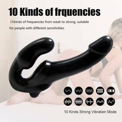 10 Speed Remote Control Vibrating Silicone Strapless Strap-On Dildo