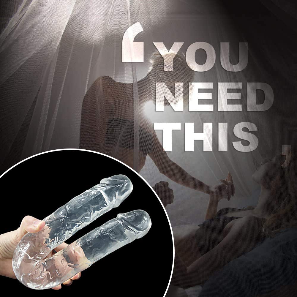 Double Ended Realistic Flexible Clear Jelly Long Dildo - Lusty Age