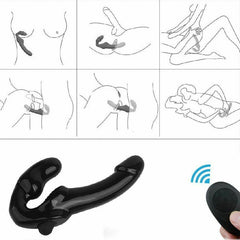 10 Speed Remote Control Vibrating Silicone Strapless Strap-On Dildo