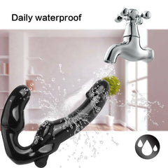 10 Speed Remote Control Vibrating Silicone Strapless Strap-On Dildo