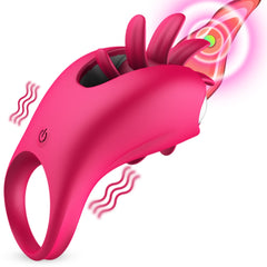 Rotation Oral Tongue Licking Penis Vibrating Ring G-spot Massager - Lusty Age