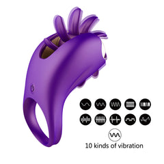 Rotation Oral Tongue Licking Penis Vibrating Ring G-spot Massager - Lusty Age