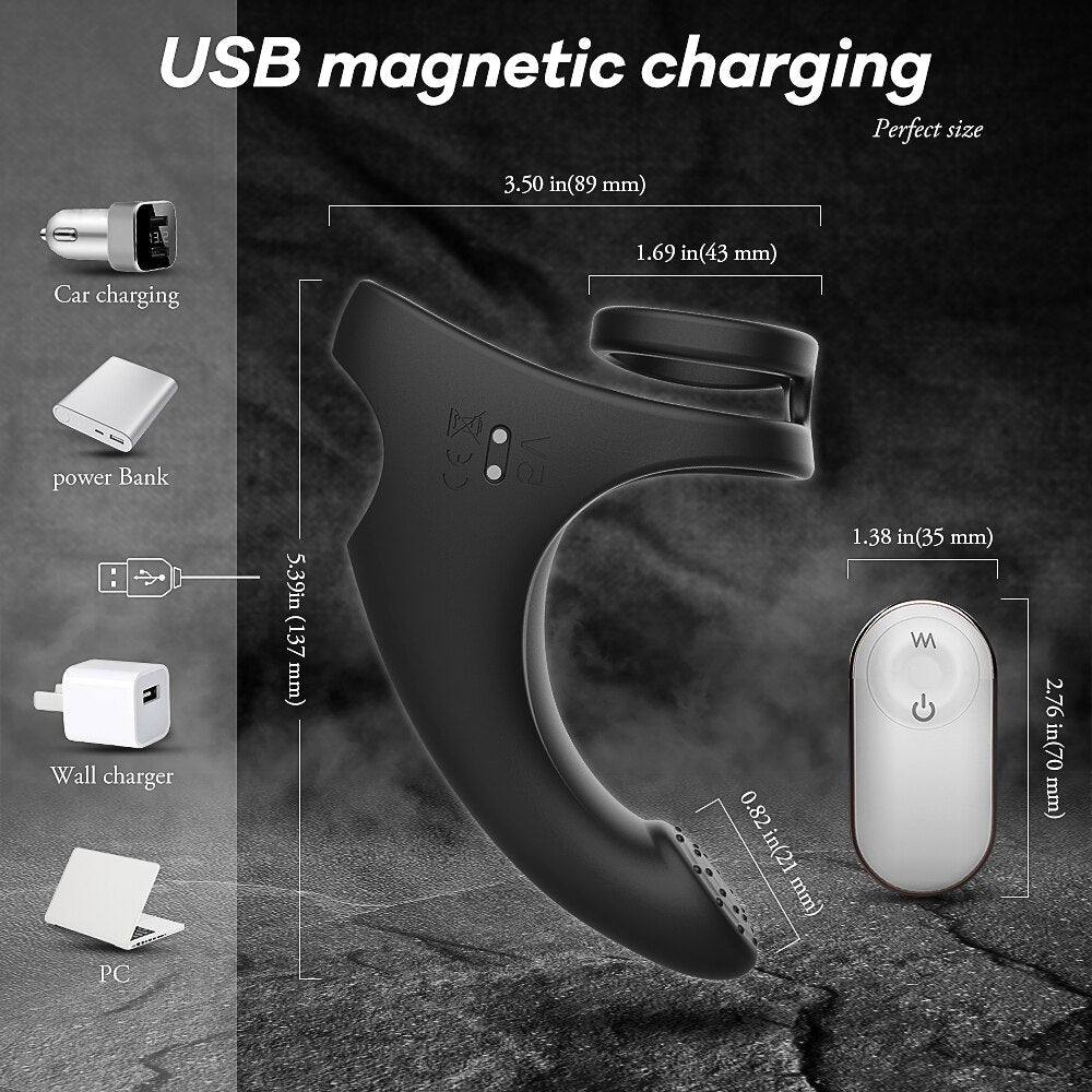 9 Modes Vibrating Penis Massager Ring Dildo Vibrator - Lusty Age