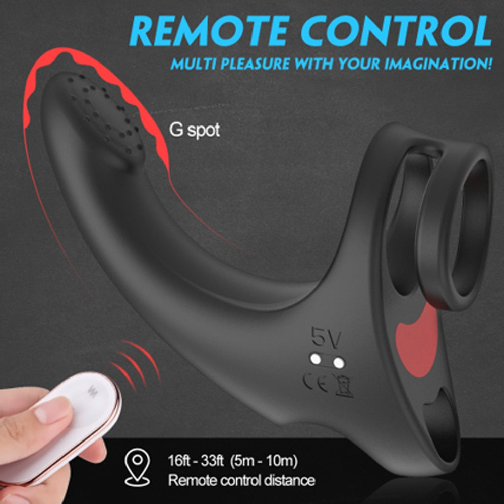9 Modes Vibrating Penis Massager Ring Dildo Vibrator - Lusty Age