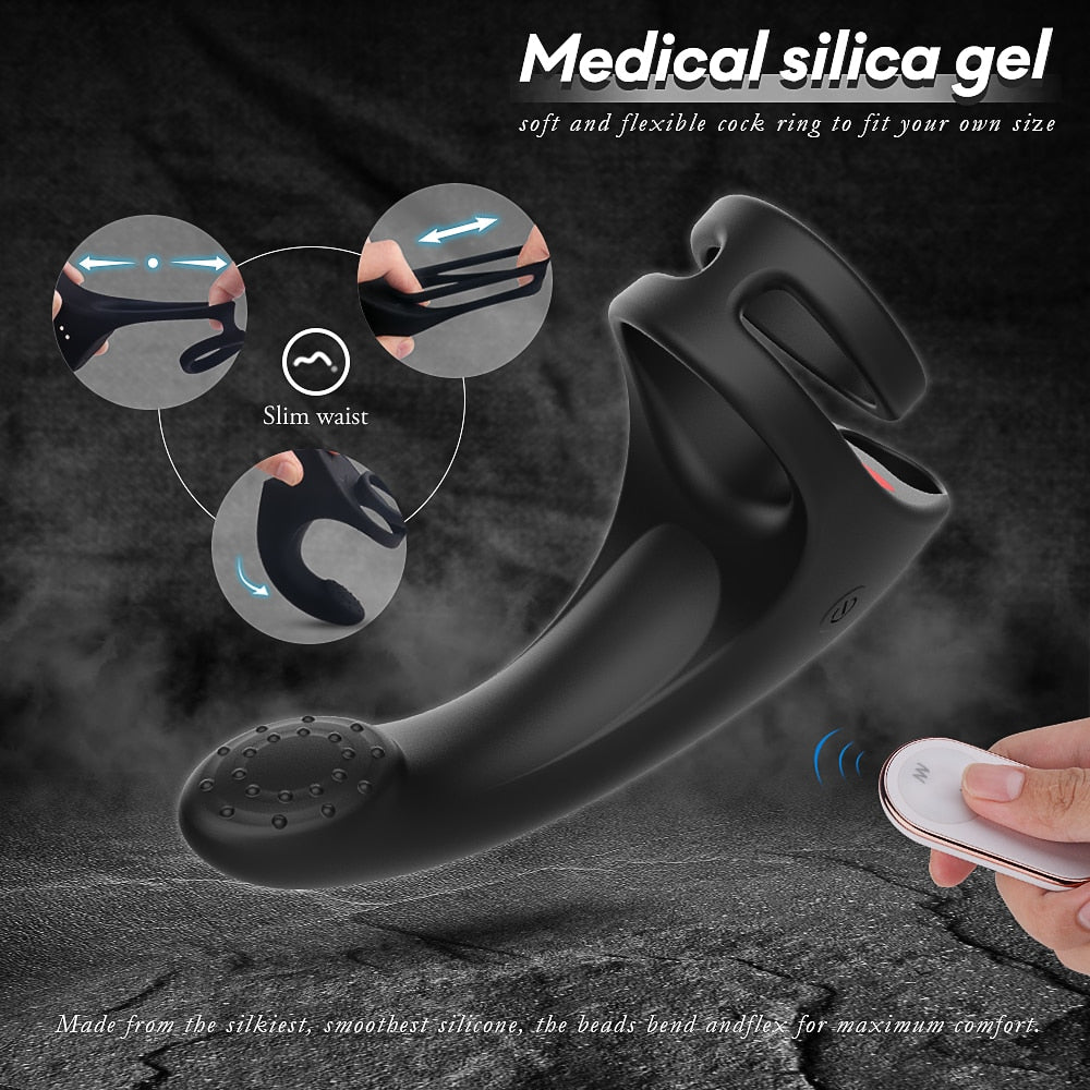 9 Modes Vibrating Penis Massager Ring Dildo Vibrator - Lusty Age