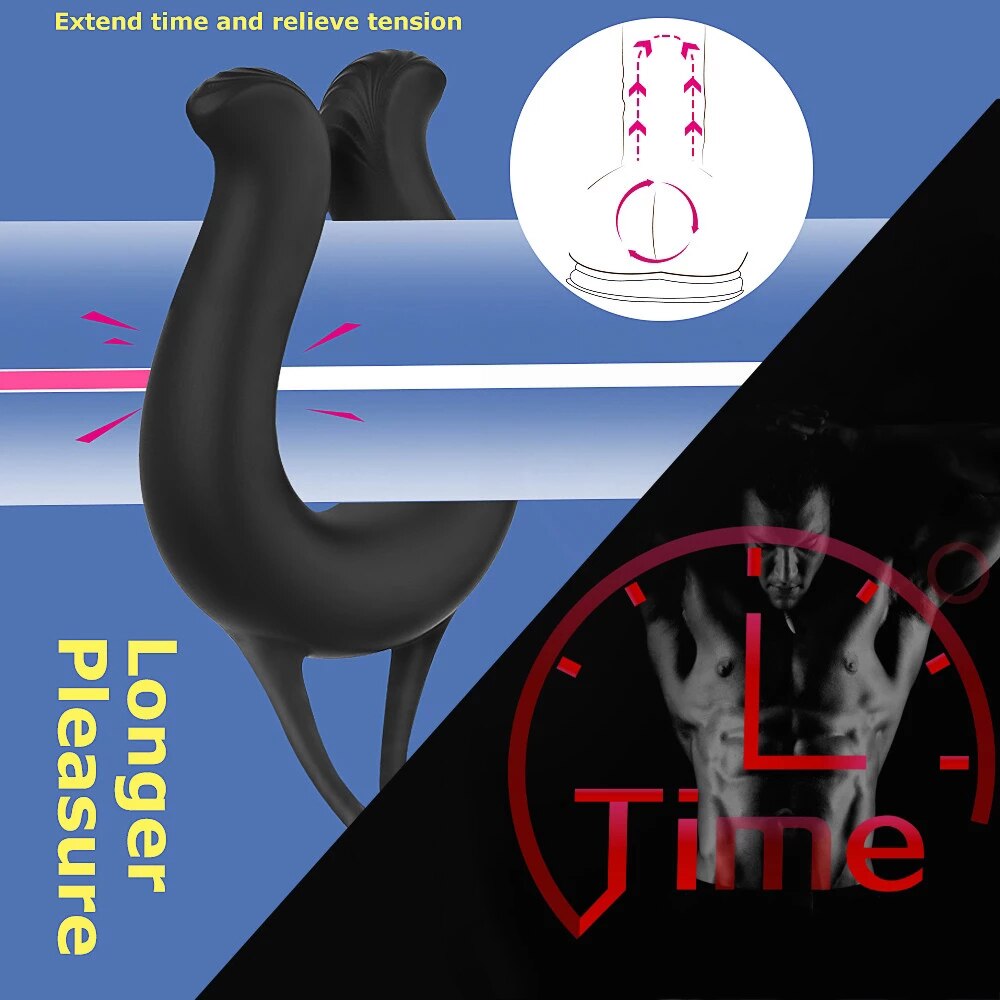 9 Modes Vibrating Cock Ring & Anul Plug Massager - Lusty Age