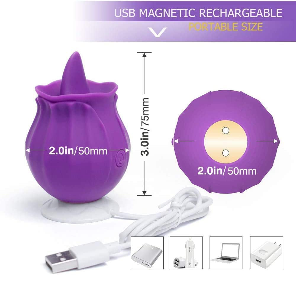 Rose Clitoris Stimulator Nipple Tongue Licking Vibrator - Lusty Age