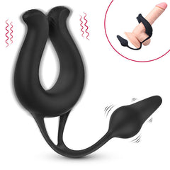 9 Modes Vibrating Cock Ring & Anal Plug Massager