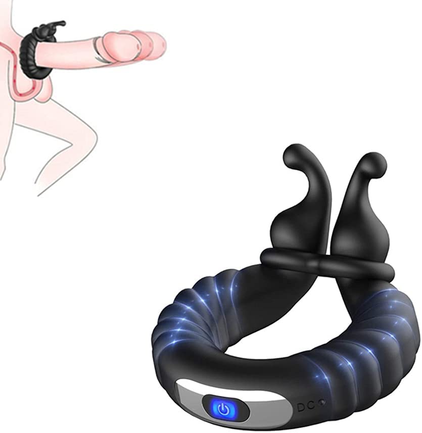 Vibrating Dual Penis Ring Dildo Vibrator Stretchy Adjustable Cock Ring - Lusty Age