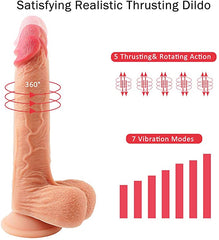 Thrusting & Rotating Realistic Dildo (Size: 8.7 Inch) - Lusty Age