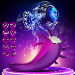 Rotation Oral Tongue Licking Penis Vibrating Ring G-spot Massager - Lusty Age