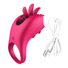 Rotation Oral Tongue Licking Penis Vibrating Ring G-spot Massager - Lusty Age