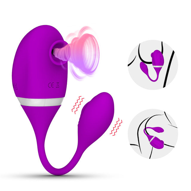 2 in 1 G-spot Stimulate and Clit Suction Vibrator - Lusty Age