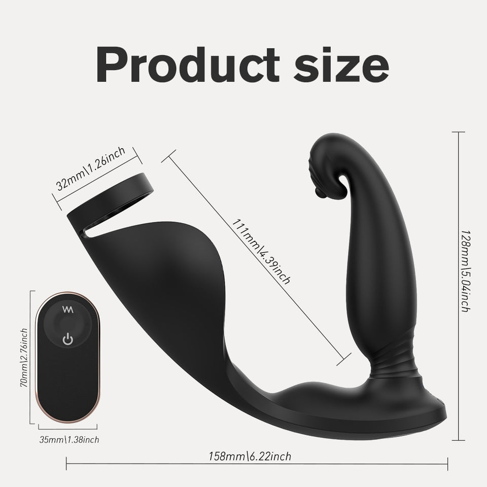 Wireless Remote Anal Vibrator Prostate Massager Testicular Massage Butt Plug Delay Ejaculation Ring - Lusty Age