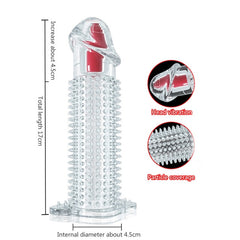 Penis Extender Cap Vibrators Sleeve Enlargement Condoms with Spikes - Lusty Age