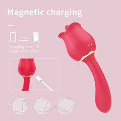 Rose  2 in 1 Clitoral Licking & Vibrating Vibrator - Lusty Age