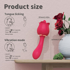 Rose  2 in 1 Clitoral Licking & Vibrating Vibrator - Lusty Age