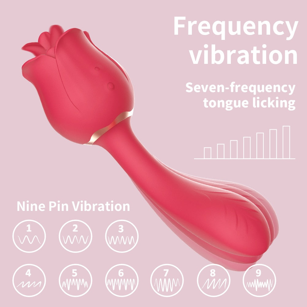 Rose  2 in 1 Clitoral Licking & Vibrating Vibrator - Lusty Age
