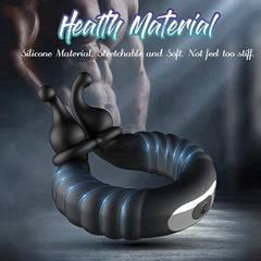 Vibrating Dual Penis Ring Dildo Vibrator Stretchy Adjustable Cock Ring - Lusty Age