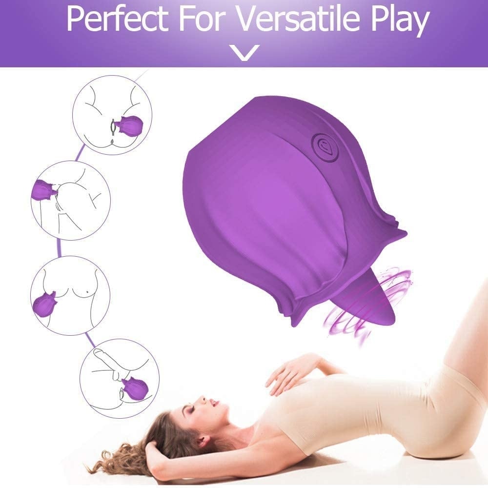 Rose Clitoris Stimulator Nipple Tongue Licking Vibrator - Lusty Age