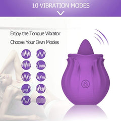 Rose Clitoris Stimulator Nipple Tongue Licking Vibrator - Lusty Age